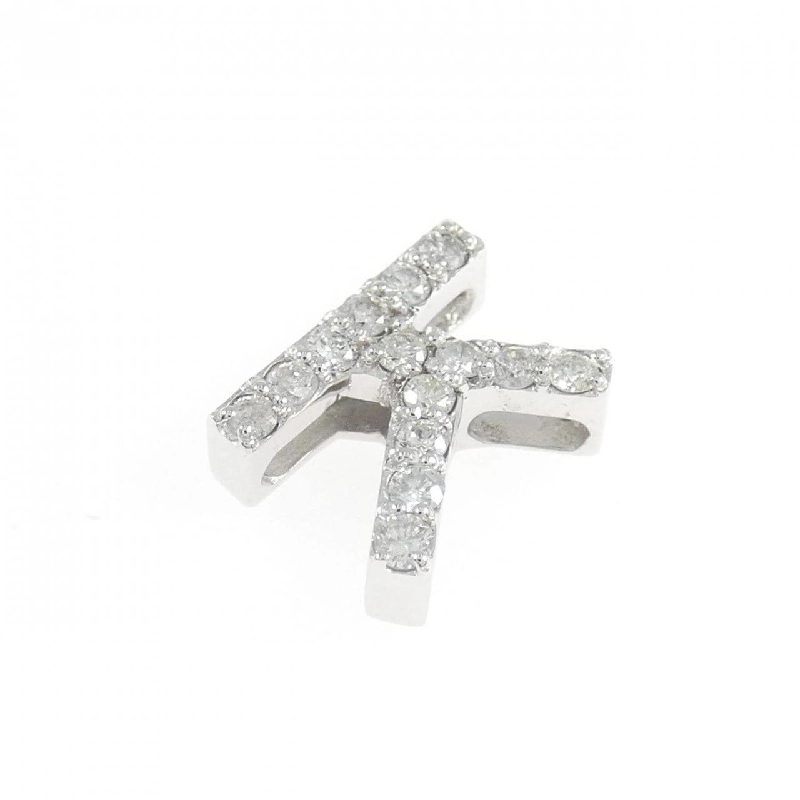 K18WG Chữ cái K Mặt dây chuyền kim cương 0.28CT - Hàng hiệu Chính hãng 870141