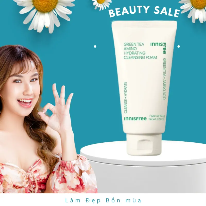 Sữa Rửa Mặt Innisfree Trà Xanh Green Tea Cleansing Foam chính hãng nguyên tem 148359
