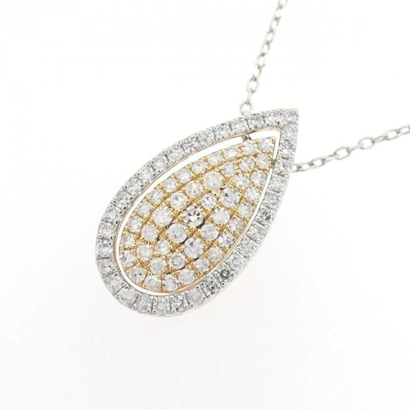 K18YG/PT950 2WAY Pave Diamond Necklace 0.18CT - Hàng hiệu Authentic 860435