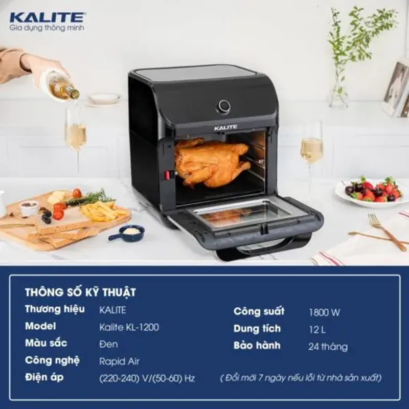 Nồi chiên không dầu KALITE KL-1200 12L giảm 95% chất béo 583908