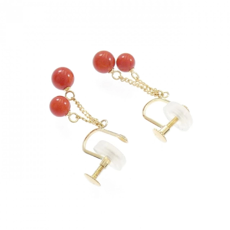 K18YG Bông tai san hô - Hàng hiệu Chính hãng 877651