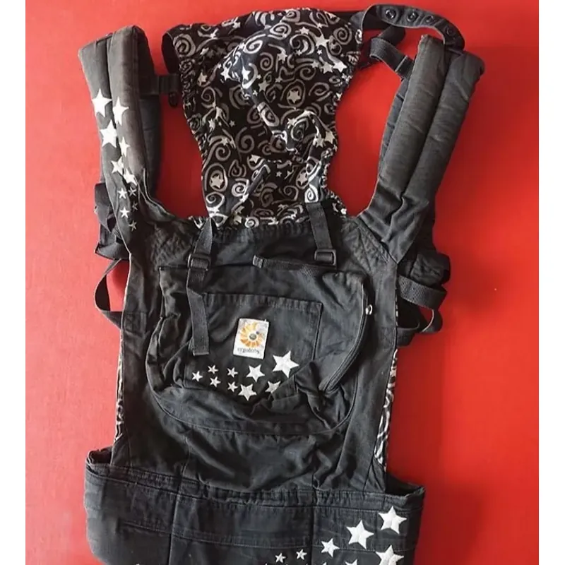 Địu em bé phối túi đeo, họa tiết sao trắng đen, kích cỡ vừa 966522