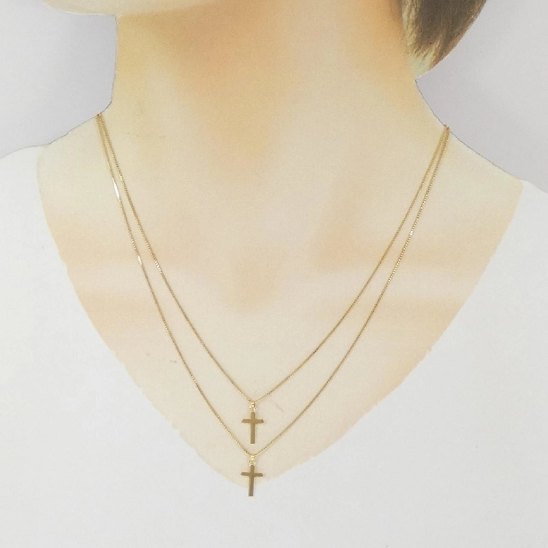 K18YG Dây chuyền hình chữ thập - Hàng hiệu Chính hãng 860570