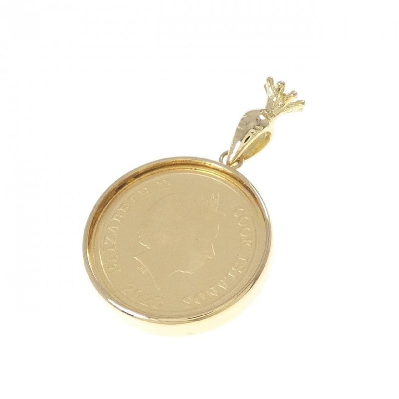 K18YG(枠) Dây chuyền đồng xu kim cương 0.01CT - Hàng hiệu Authentic 864132