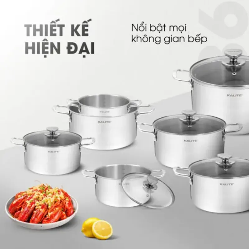 Bộ 3 nồi inox liền khối KALITE KCS366 – Bộ 3 size 18-20-24cm linh hoạt 577473