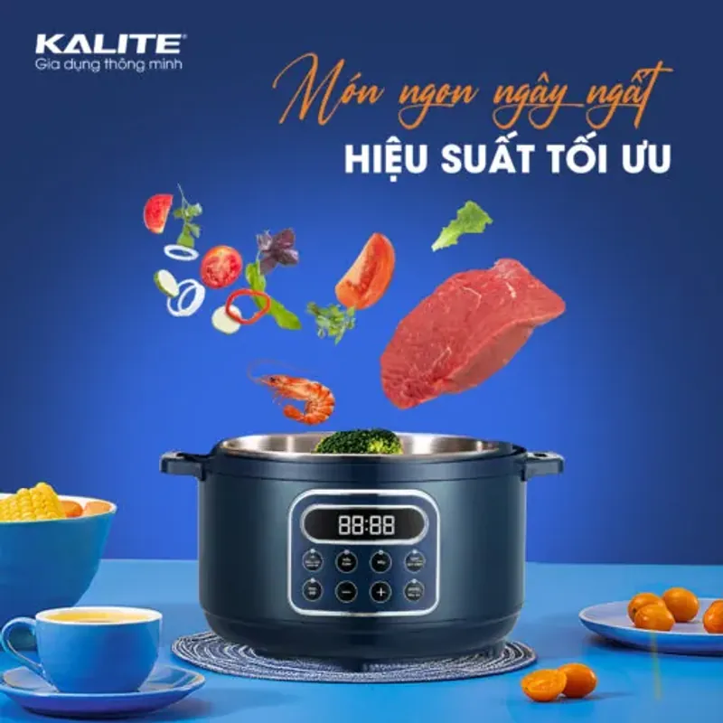 Nồi áp suất điện KALITE KPC4066, màu xanh sang trọng, tinh tế, mới 100% 701535