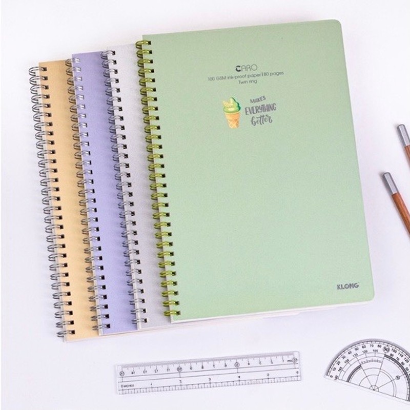 Vở lò xo kép lined/caro B5 120 trang 100/76 bìa nhựa 2 mặt màu pastel siêu xinh 179245