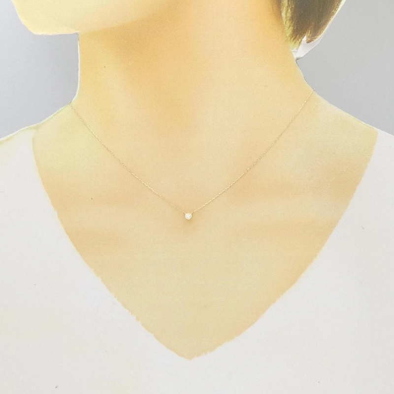 K18YG Solitaire Dây chuyền kim cương 0.05CT - Hàng hiệu Chính hãng 861404