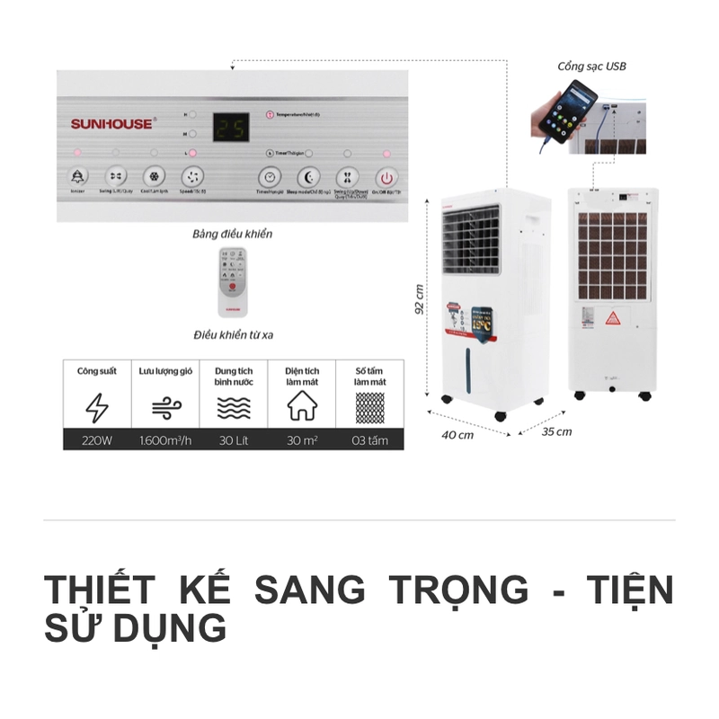 QUẠT ĐIỀU HOÀ SUNHOUSE SHD7721 30L (mới 90%) 367285