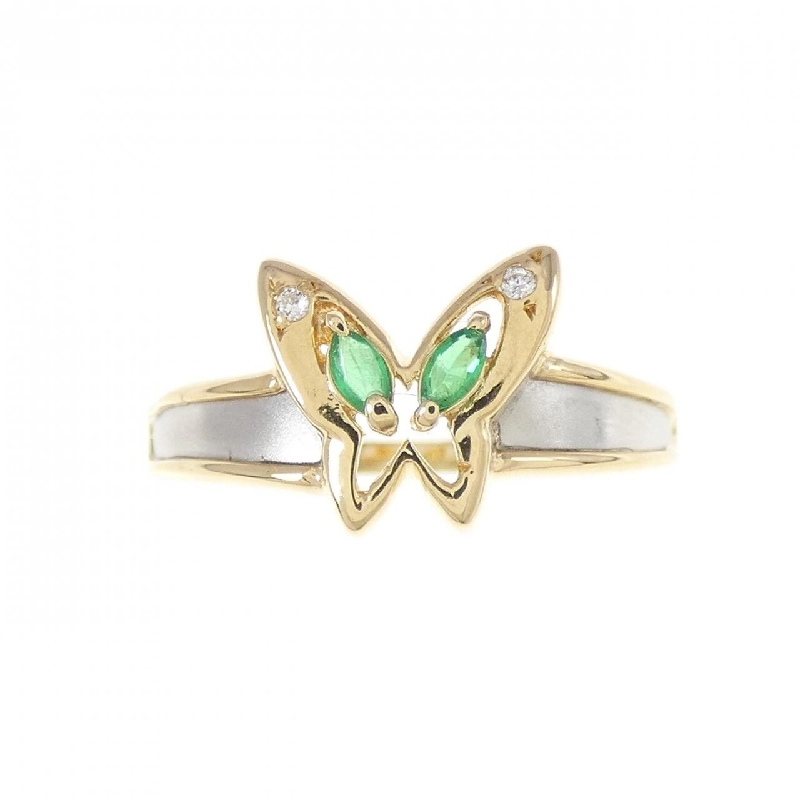 Nhẫn ngọc lục bảo K18YG/PT hình bướm 673429