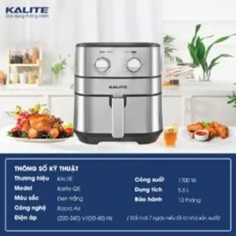 🍤 Nồi Chiên Kalite Q5 – Công Suất Mạnh, Chiên Nướng Giòn Rụm Không Cần Dầu 707375