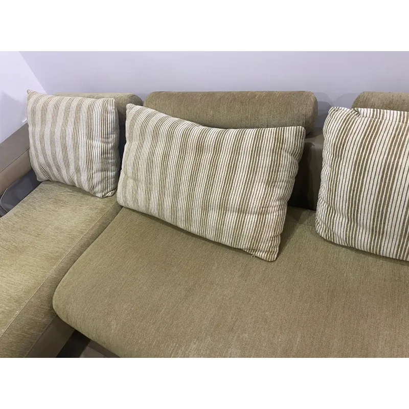 Sofa góc bọc nỉ phối da , khung inox 559383