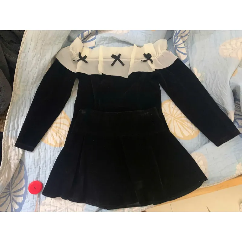 Váy nhung đen trắng 1010227