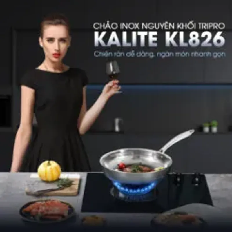 🥘 Kalite KL826 – Chảo inox liền khối, chống bám, dễ vệ sinh – nấu ít dầu mỡ! 708702