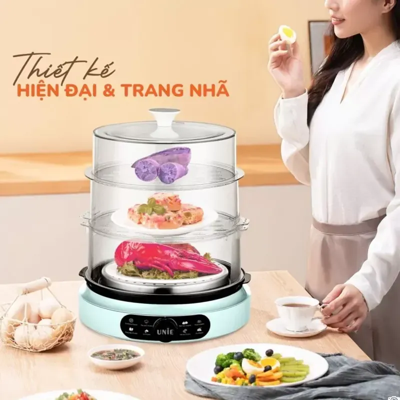 Nồi hấp Unie UE680 dung tích lớn 15L, 3 tầng hấp, gợi ý thời gian hấp 1044009