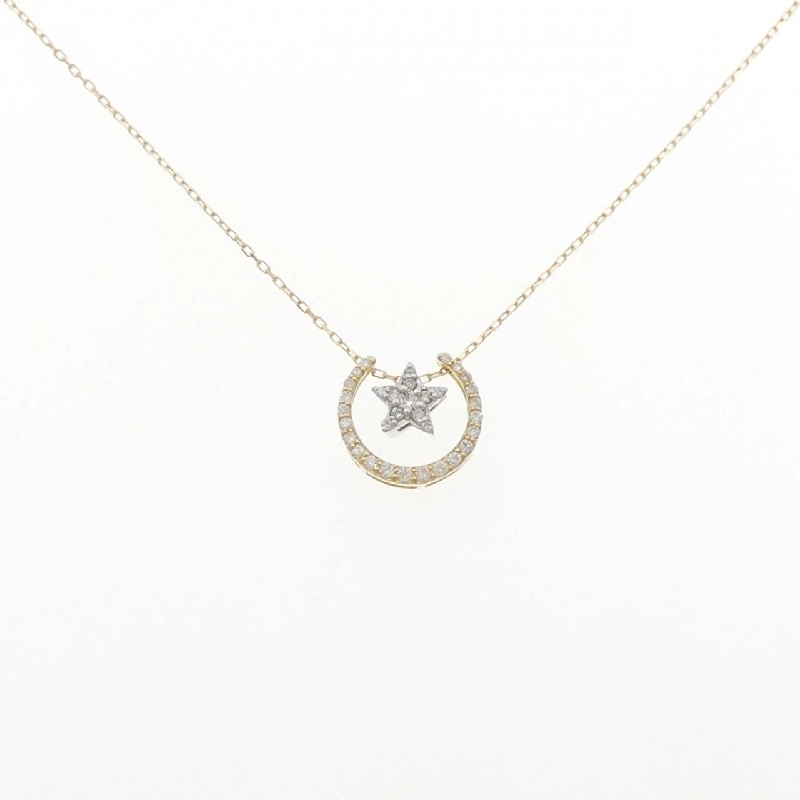 K18YG/K18WG 2WAY Ngôi sao Kim cương Dây chuyền 0.12CT - Hàng hiệu Chính hãng 860272