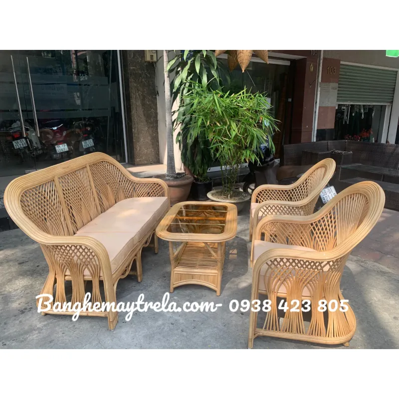 Bàn ghế sofa mây tự nhiên phòng khách hiện đại 697524