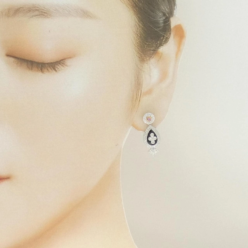 K18WG/K18PG Bông tai đá màu - Hàng hiệu Authentic 867851