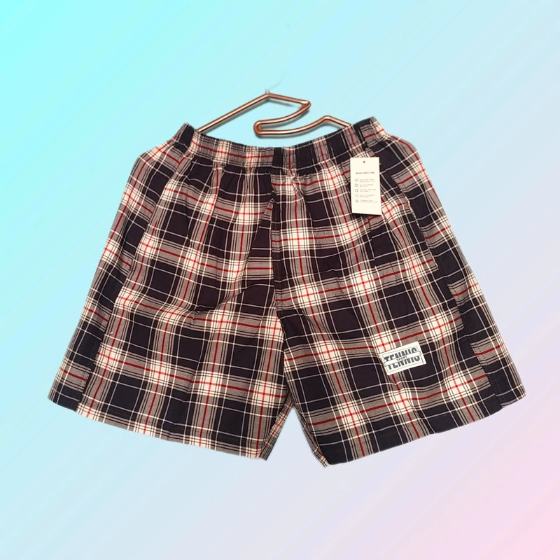 Quần đùi nam mặc nhà vải cotton màu kẻ sọc caro 448537