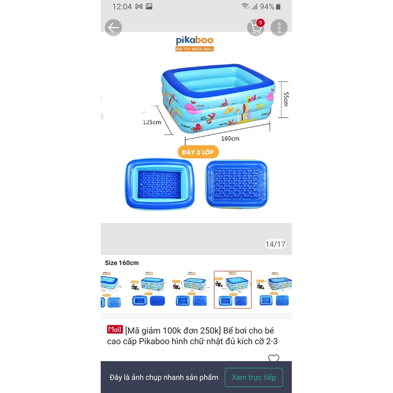 Pass Bể bơi 1.25x1.6m còn mới 543264