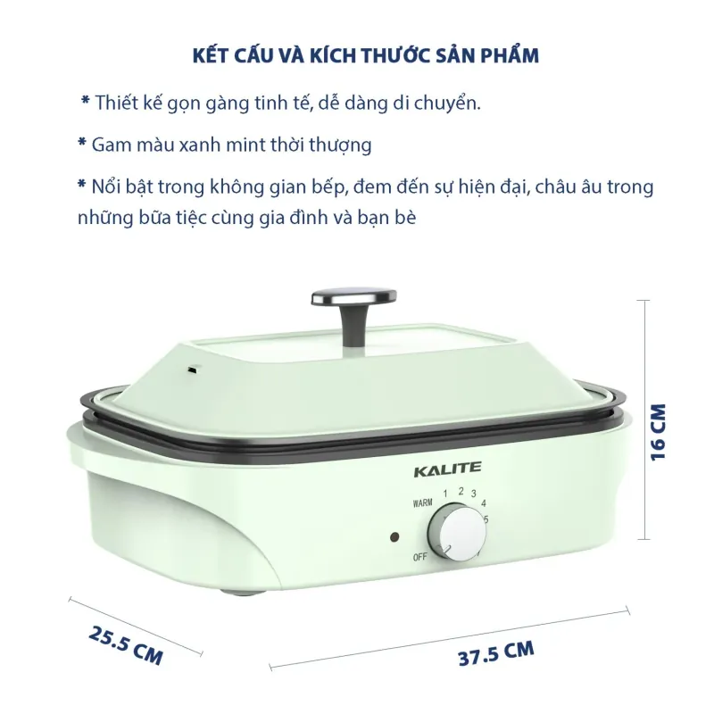 Nồi lẩu nướng đa năng Kalite KL-663 phù hợp cho gia đình 933328