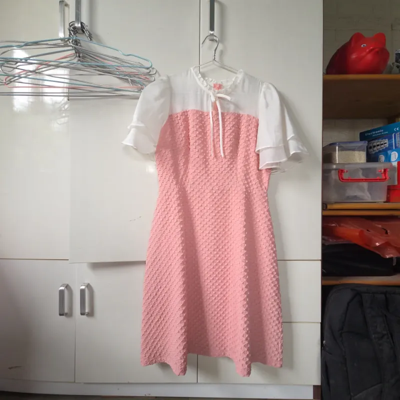 Váy Tay Xòe Điệu 2 lớp Cổ nơ đẹp 1006204