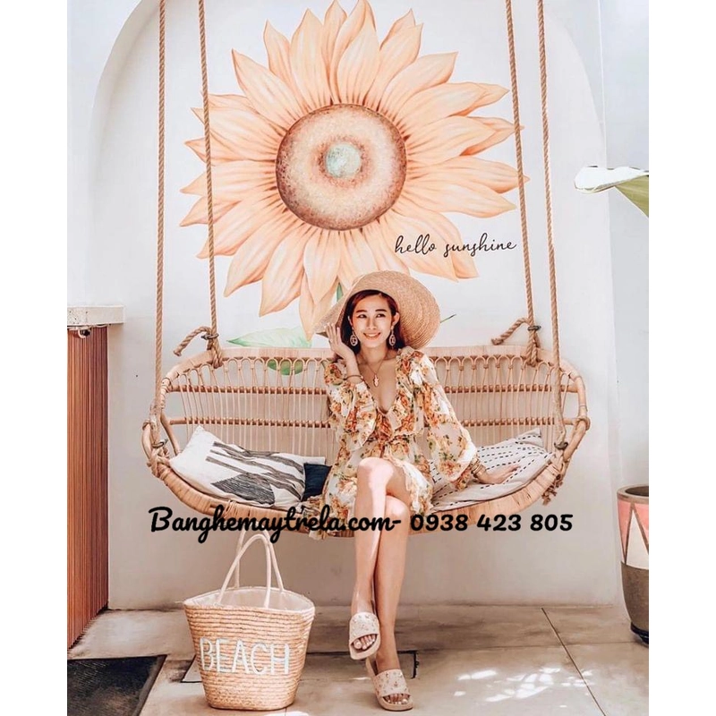 Xích đu đôi mây tre đan 530613