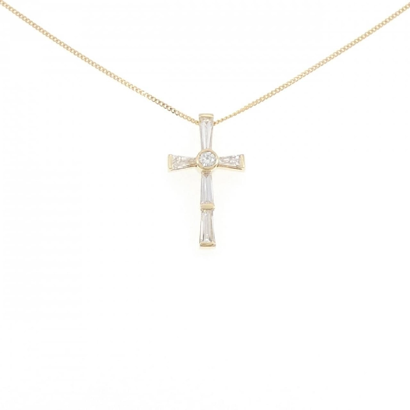 K18YG/750YG Vòng cổ kim cương chéo 0.10CT - Hàng hiệu Chính hãng 856705