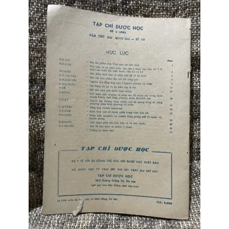 Tạp chí Dược học - khổ lớn - số 3.1982  1009100