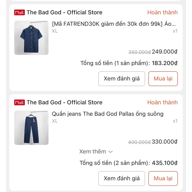 Set Áo sơ mi họa tiết và Quần jeans The Bad God cho nam 1032373