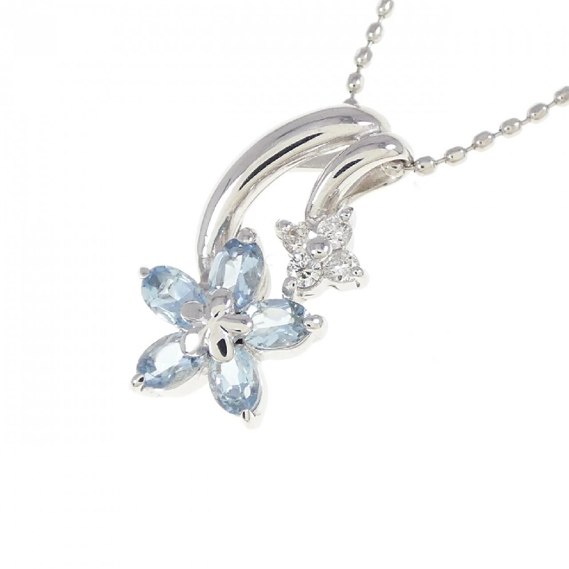 K18WG Hoa Aquamarine Dây Chuyền - Hàng hiệu Chính hãng 860728