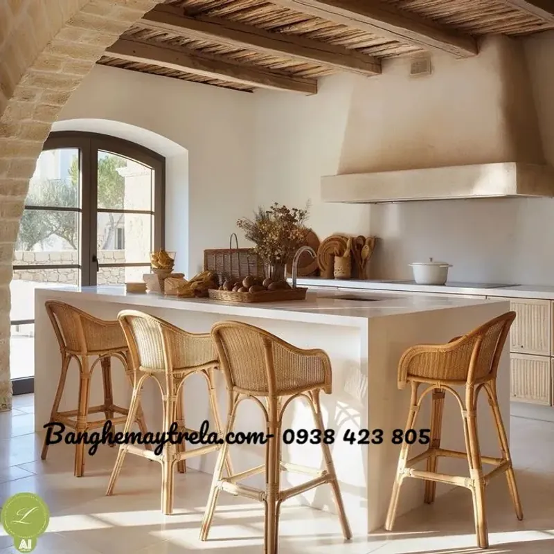 Ghế bar cao mây tự nhiên 756635
