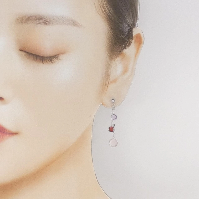 K18WG Đá màu Bông tai - Hàng hiệu Chính hãng 865881