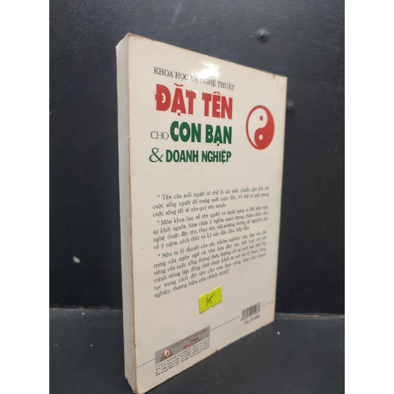 Khoa Học Và Nghệ Thuật Đặt Tên Cho Con Bạn Và Doanh Nghiệp Vương Quân Vân mới 90% (bẩn nhẹ) 2007 HCM1304 913861