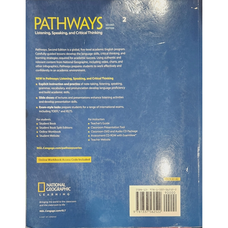 Pathways 2 : Reading, Writing, and Critical Thinking (2nd Edition) STUDENT’S BOOK

 273340