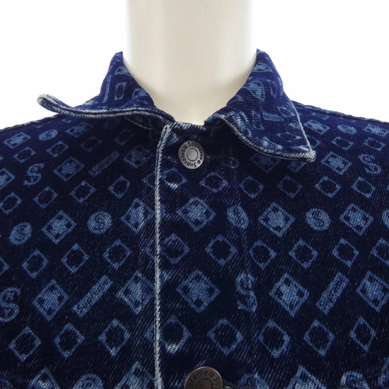 Áo khoác denim FLOCKED DENIM TRUCKER của SUPREME - Hàng hiệu Authentic 888215