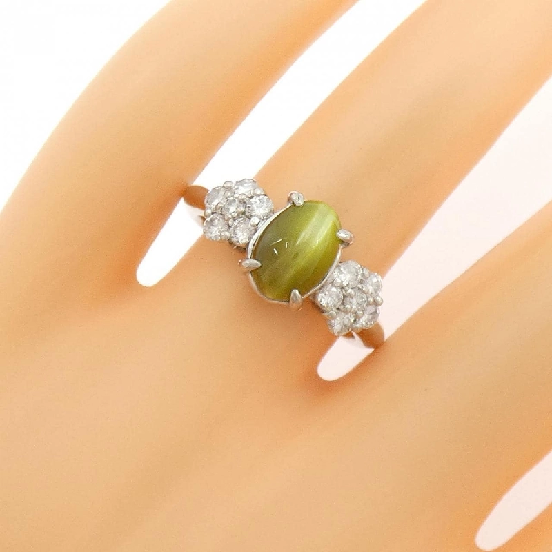 Nhẫn PT900 hoa Chrysoberyl Cat's Eye 3.61CT - Hàng hiệu Authentic 851381