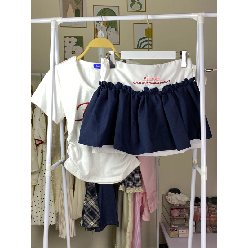 Set áo thun croptop mix chân váy 471091