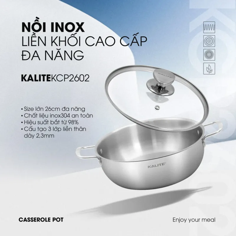 Nồi inox liền khối cao cấp đa năng KALITE KCP2602 787963