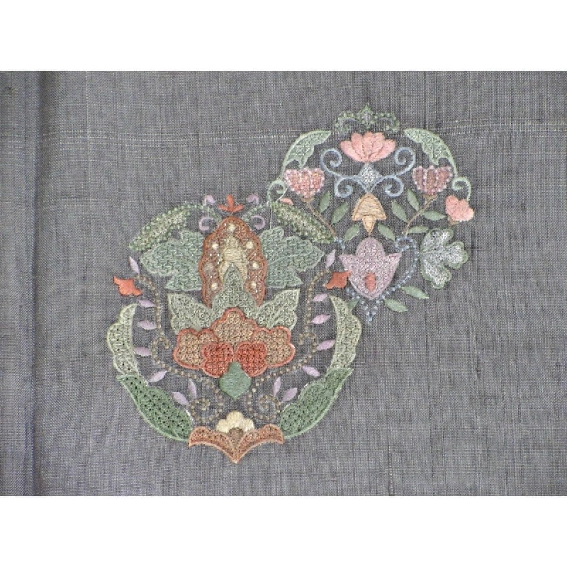 Áo dài thăm viếng đơn lớp, vải Tsumugi Aoyuki, thêu họa tiết, kích thước 3L - Hàng hiệu Authentic 875287