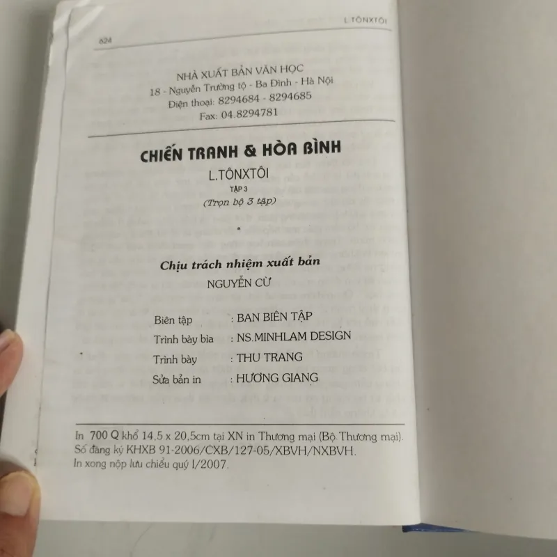 Chiến Tranh và Hòa Bình trọn bộ 3 tập in 700 cuốn 2007 999741