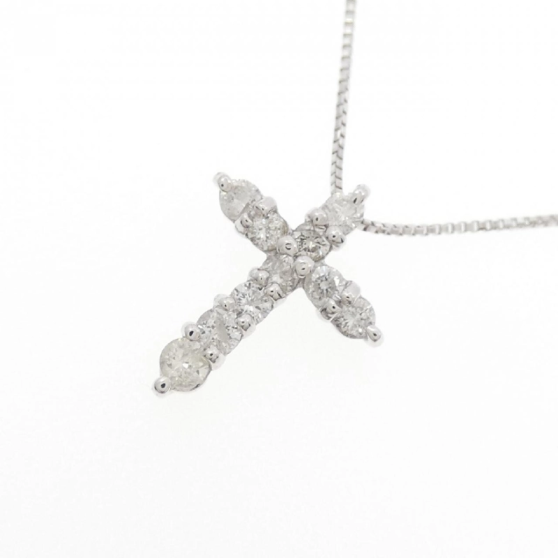 K18WG Dây chuyền kim cương hình chữ thập - Hàng hiệu Authentic 863703