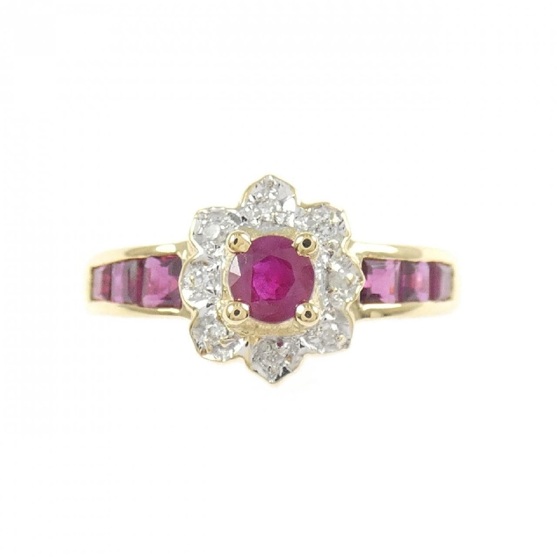 Nhẫn hoa ruby K18YG/K18WG - Hàng hiệu Authentic 848815