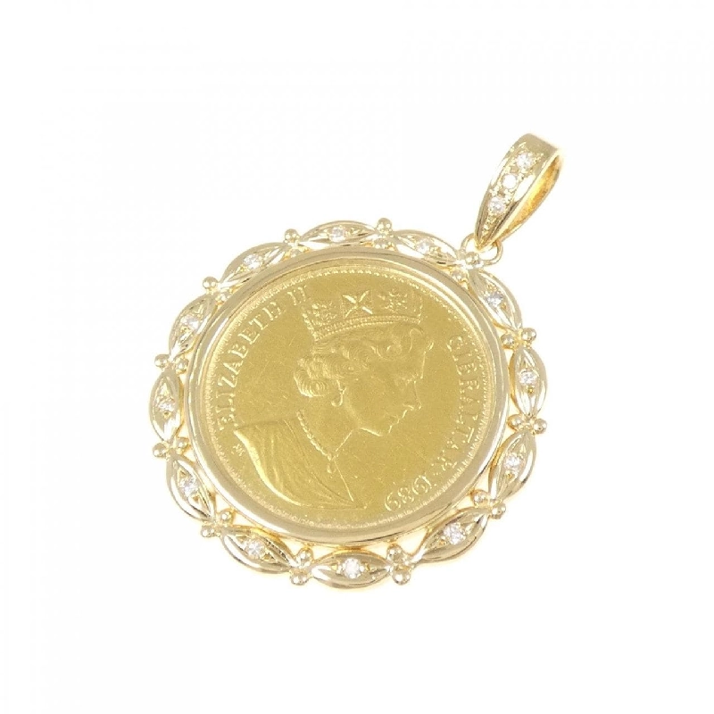 K18YG(枠) Dây chuyền đồng xu kim cương 0.15CT - Hàng hiệu Authentic 870525