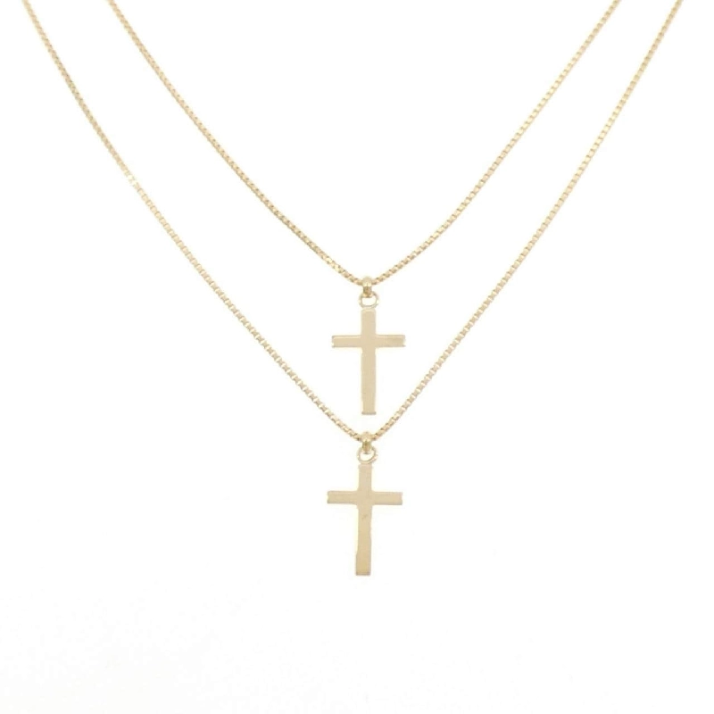 K18YG Dây chuyền hình chữ thập - Hàng hiệu Authentic 861515