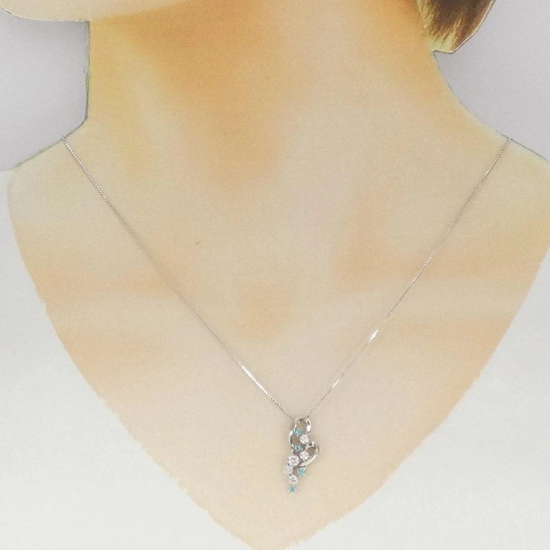 K18WG Paraiba Tourmaline Necklace 0.10CT - Hàng hiệu Authentic 857142