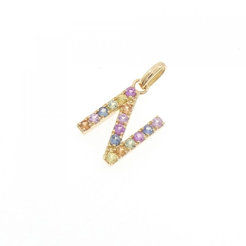 K18YG Chữ cái N Mặt dây chuyền Sapphire 0.26CT - Hàng hiệu Chính hãng 865566