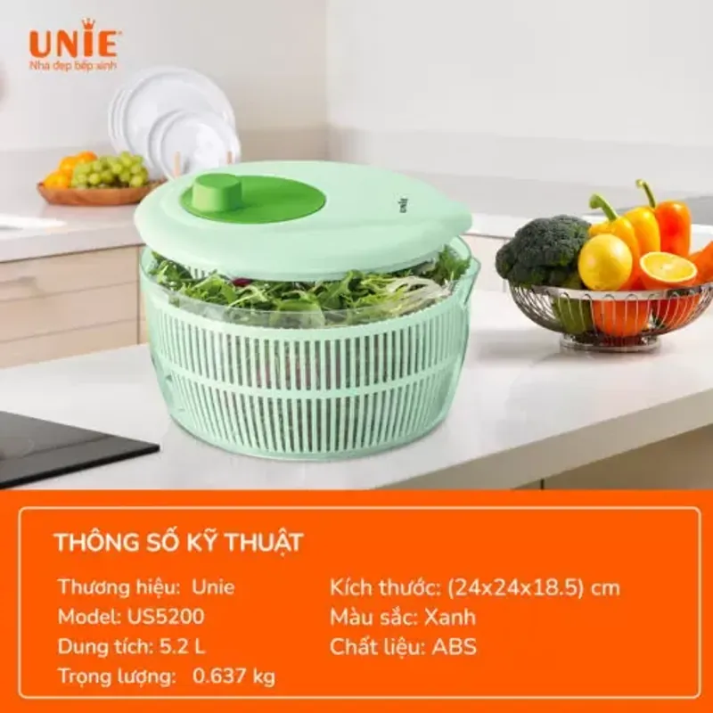 Bộ dụng cụ quay vắt đa năng Unie US4000M dung tích 4L, 7in1 cắt-thái-bào 573543