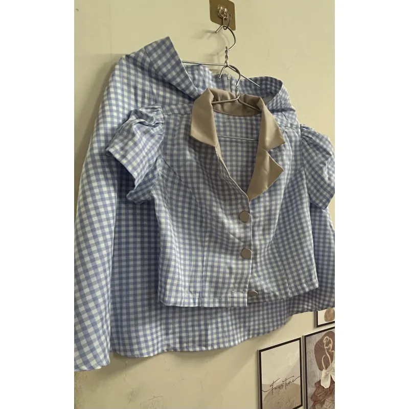 Set váy caro màu xanh  1003681