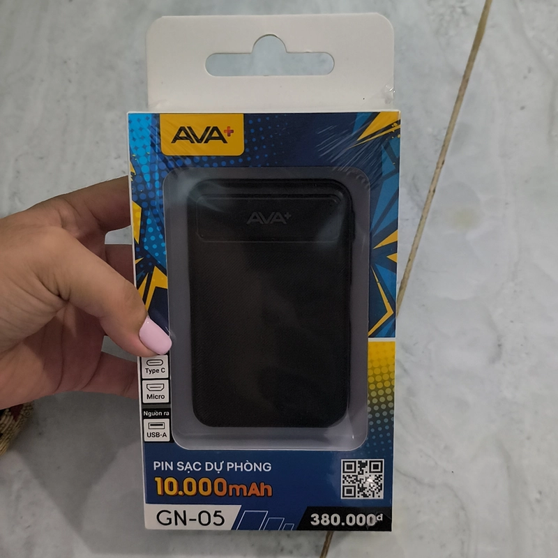Pin sạc dự phòng Polymer 10.000 mAh AVA + GN-05 Đen còn mới chính hãng  547331